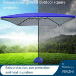 Outdoor Sunshade Large Outdoor Folding Rain Shed Courtyard Sunshade Rectangular Umbrella Large Commercial Square Stall Blue 2.0m * 2.0m + 20L Base