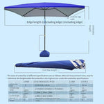 Outdoor Sunshade Large Outdoor Folding Rain Shed Courtyard Sunshade Rectangular Umbrella Large Commercial Square Stall Blue 2.0m * 2.0m + 20L Base