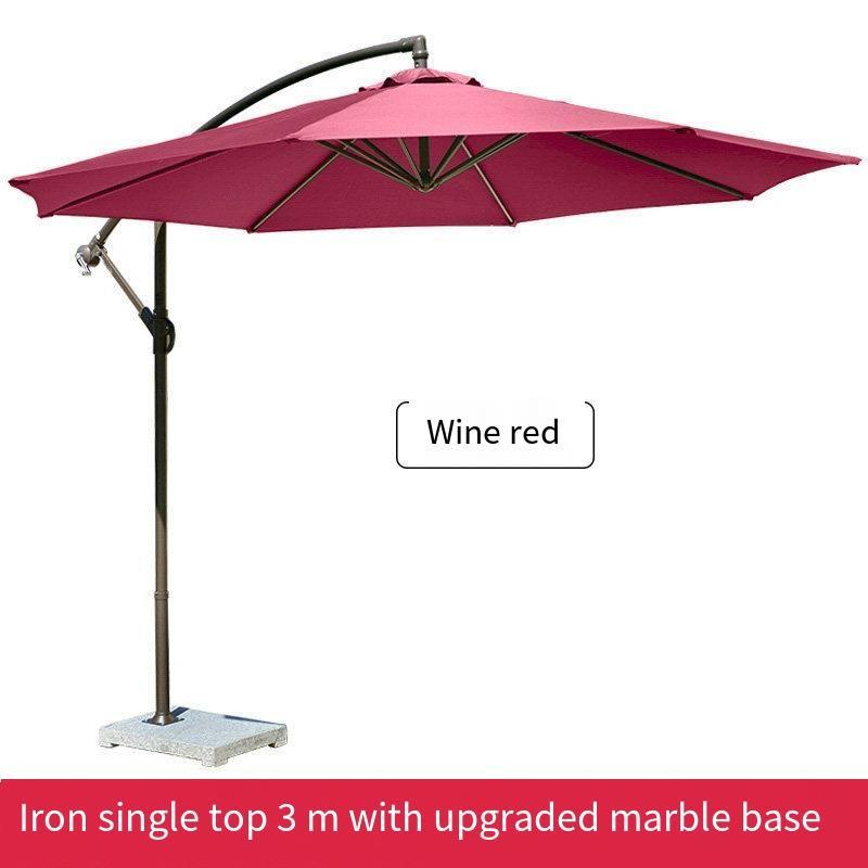 Outdoor Sunshade Courtyard Umbrella Open-air Stall Outdoor Balcony Garden Umbrella Roman Umbrella Diameter 3 M Iron Single Top Wine Red