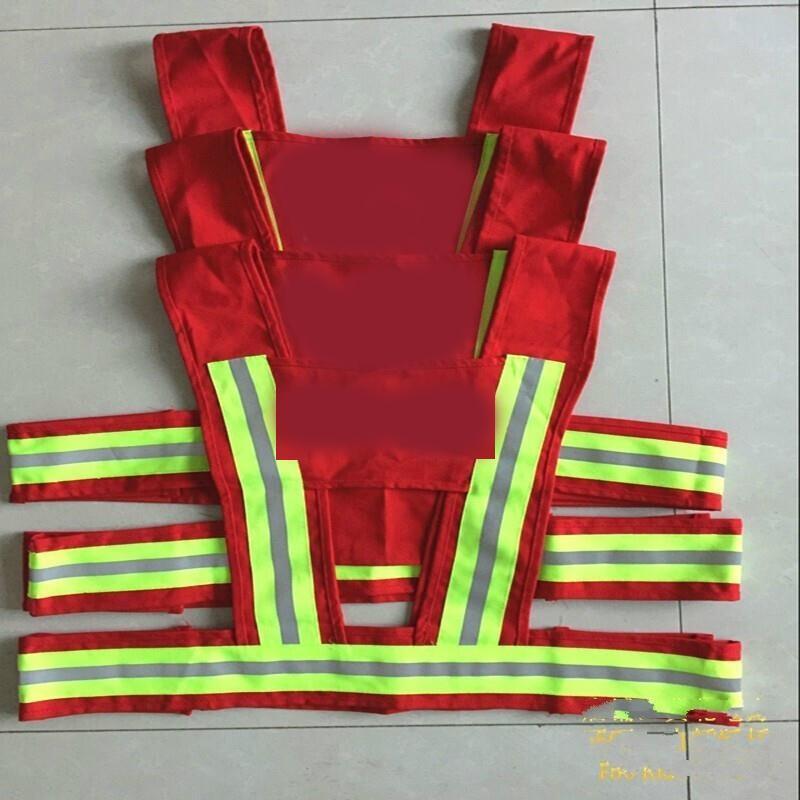 Printed Power Red And Yellow Safety Warning Suit Reflective Vest Safety Officer Construction Person In Charge Guardian Picture Color