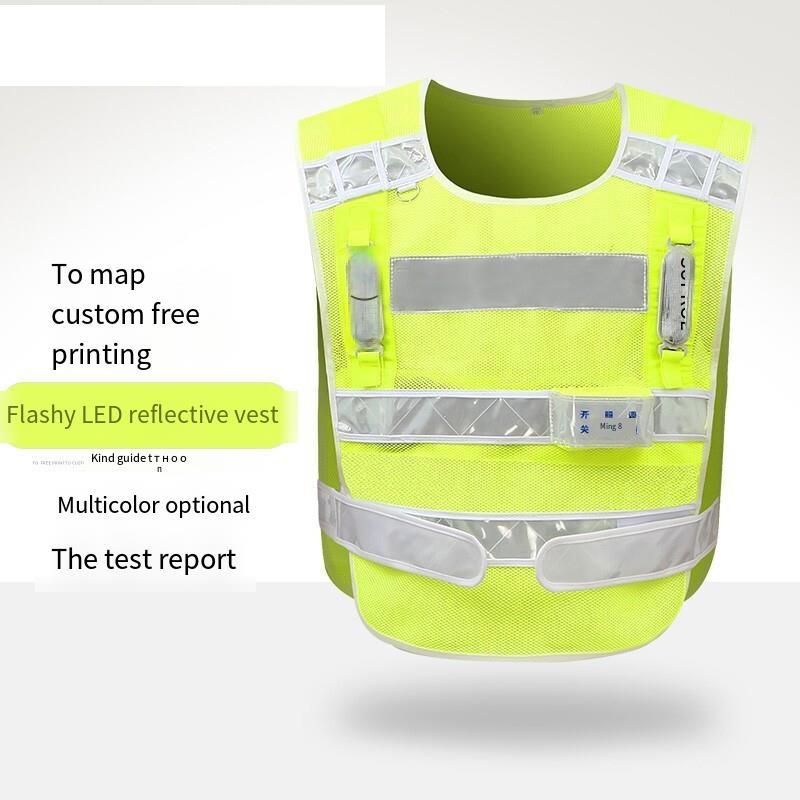 Explosion Flash Reflective Vest LED Light Flash Reflective Vest High Speed Traffic Safety Construction Vest At Night