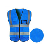 6 Pieces Dark Blue Breathable Mesh Multi Pocket Reflective Vest Traffic Protection Reflective Vest Warning Clothing Construction Road Maintenance