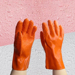 10 Pairs Killing Fish Rubber Latex Gloves Labor Protection Rubber Particles Anti-skid Wear-resistant Oil Resistant Acid And Alkali Resistant Orange L