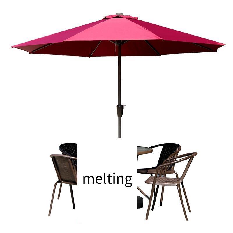 Outdoor Tables And Chairs With Umbrella Combination Open Balcony Courtyard Leisure Rattan Chair Terrace Sunshade Waterproof Rattan 80 Tables + 4 Chairs + Coffee Umbrella