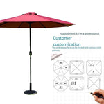 Outdoor Umbrella Sunshade Large Advertising Terrace Folding Stall Sun Umbrella Middle Column Leisure With Table And Chair Iron Straight Rod Rain Proof Wine Red + Water Seat