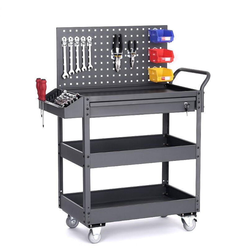 Three Layer Movable Multi-function Workshop Maintenance Vehicle Industrial Hand Push Tool Car