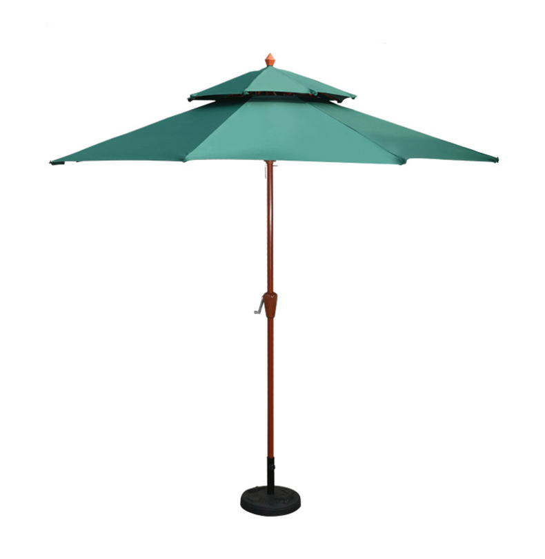 Outdoor Sunshade Umbrella Sun Stall Table Chair Leisure Courtyard Beach Fishing Khaki Double Top Umbrella + One Table And Four Chairs [d80 Round Table, With 12.5kg Base]