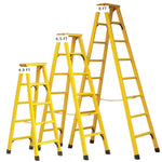 Fiberglass Fully Insulated Ladders For Power/Garden Work Multi Purpose Folding Ladder For Household Daily, Electrical, Construction Yellow 330 Lb