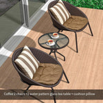 Balcony Tables And Chairs Three Piece Set Household Mini Coffee Table Iron Leisure Tables And Chairs Modern Simple Balcony Rattan Chairs Black Gray