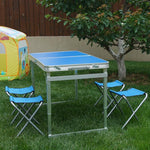 Outdoor Folding Table And Chair Set Portable Table And Chair Picnic Barbecue Table And Chair 1 Table 4 Stool Blue