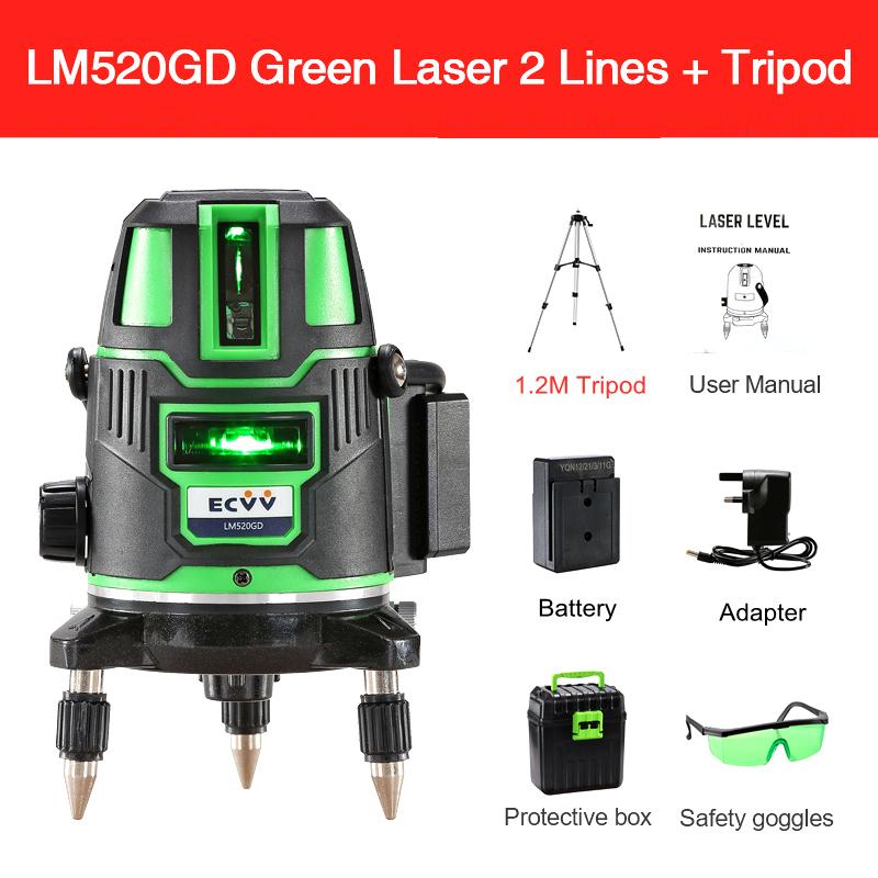 ECVV 2 Lines Green Laser Level with 1.2M Adjustable Height; ECVV VN –