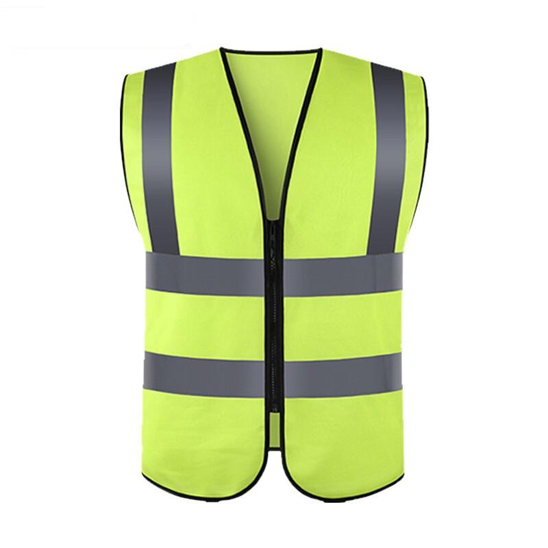 10 Pieces Zipper Safety Vest With Reflective Strips High Visibility Safety Reflective Vest without Pockets- Fluorescent Yellow