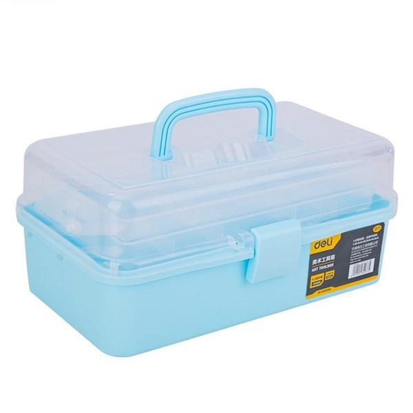 Deli 10 Pieces Art Toolbox 13" Blue Tool Box Toolkit DL432013A