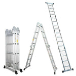 22.6 FT A-frame Telescopic Ladder Multifunctional Thickened Aluminum Alloy Engineering Foldable And Deformable Stairs 441LBS Capacity
