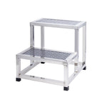 Double Layer Stainless Steel Footstool Hospital Clinic Two Steps Foot Stool Warehouse Climbing Ladder Workshop Ladder with Rubber Stopper 47*45*46cm